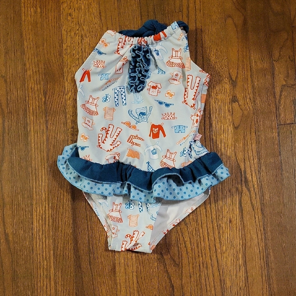 Floatimini Floral Swimsuit with Blue and Red Accents